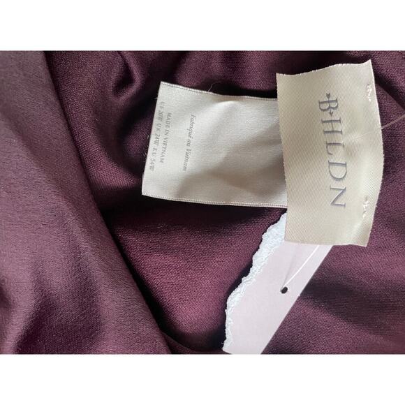 Anthropologie BHLDN Plum Dylan One Shoulder Side Slit Satin Maxi Dress Sz 20W - Picture 4 of 5